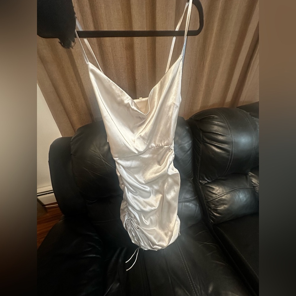 Elegant Silver Satin Dress